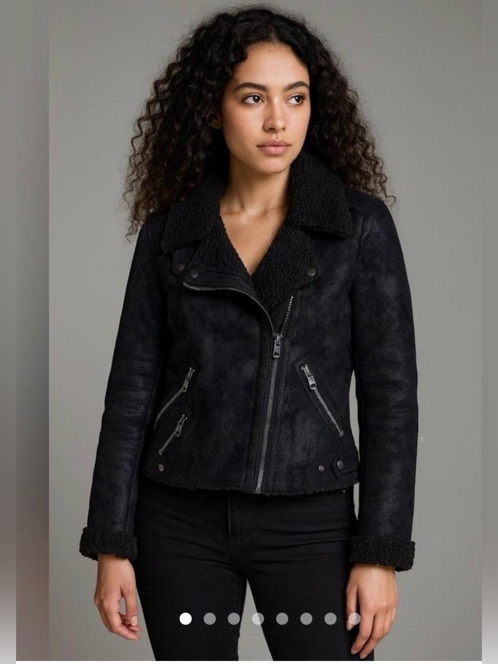 American Eagle Black Faux Suede Moto Shea Jacket